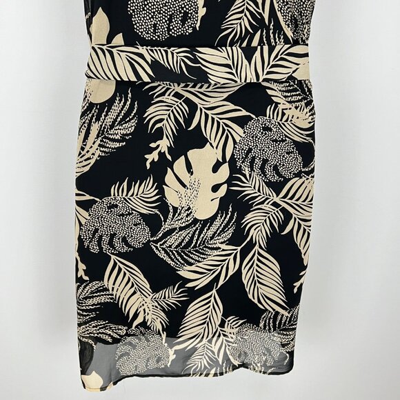 More & More Womens Palm Print Sleeveless Chiffon Dress Black Tan size 16 - Picture 7 of 12